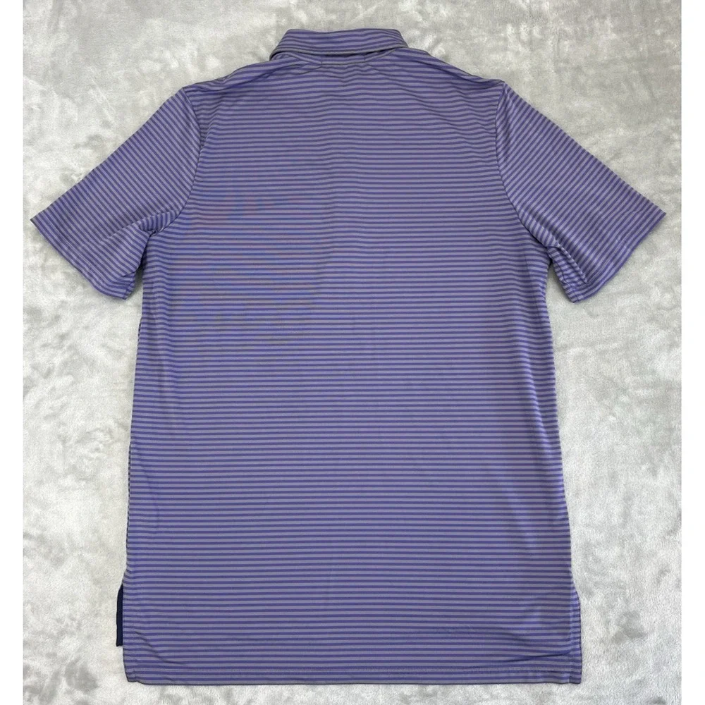 Ralph Lauren RLX Polo Men Medium Purple Striped 1/4 Button Performance Side Slit
